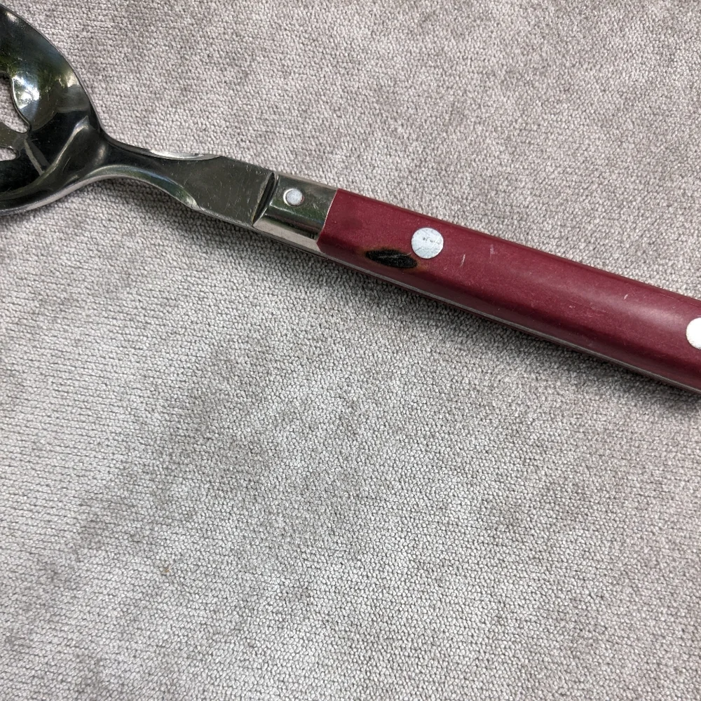 W F Washington Forge Mardi Gras 3 Serving Pieces Flatware Maroon Red Stainless